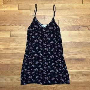 Black floral mini dress
